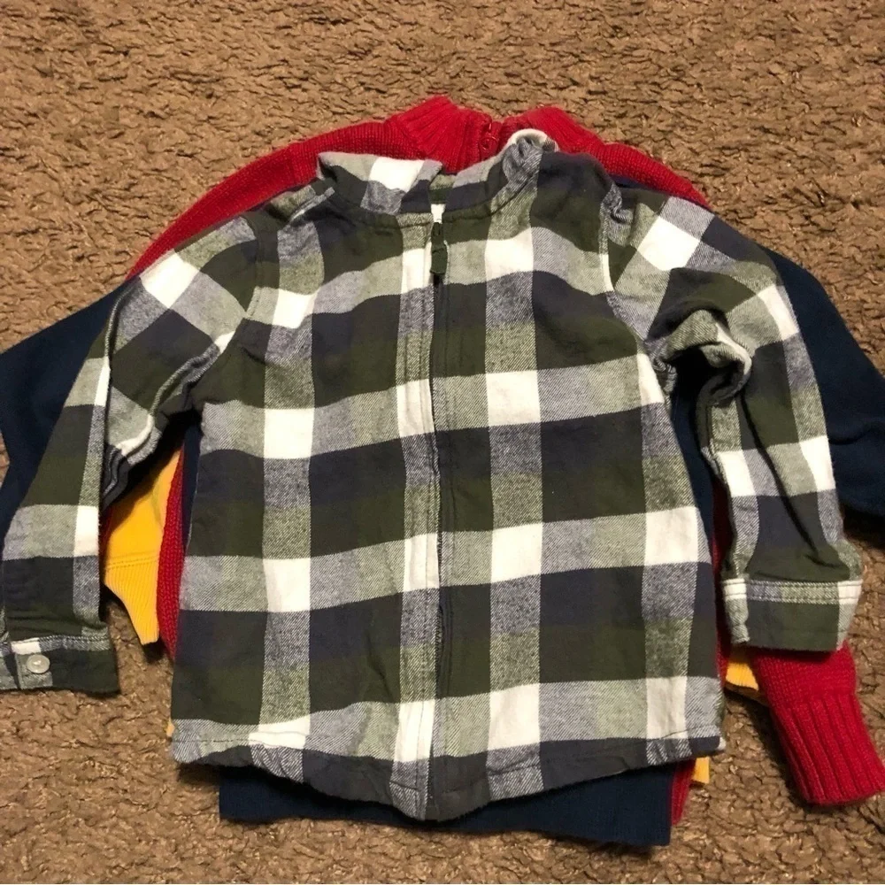 3T Sweatshirt Sweater Shirt Bundle Boys Carter’s Yellow Red Tie Print Blue Plaid